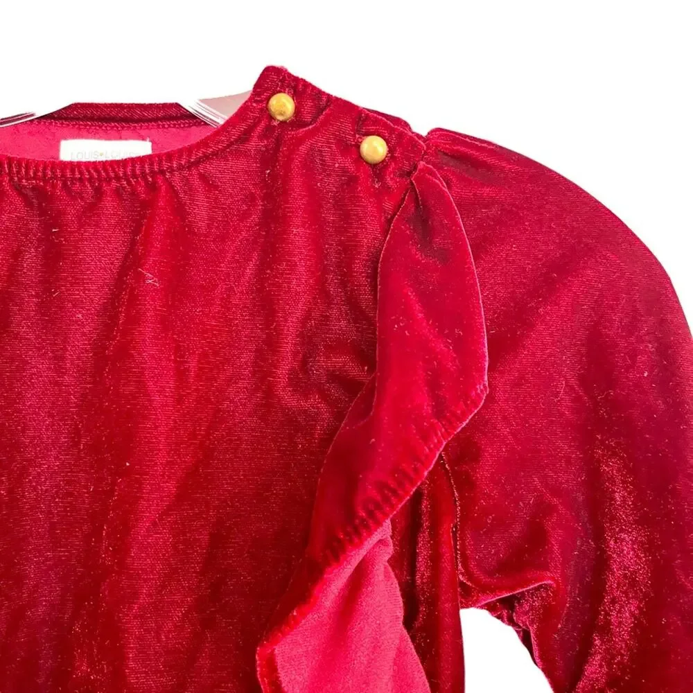 Louis Louise girls burgundy velvet long sleeve dress size 8